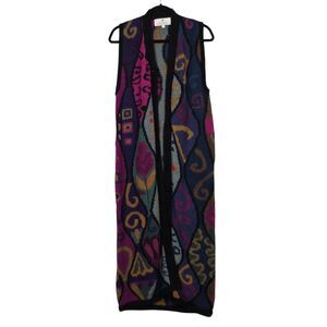 Vintage Peruvian Connection Alpaca Sweater Vest Women's Medium Maxi Duster Boho